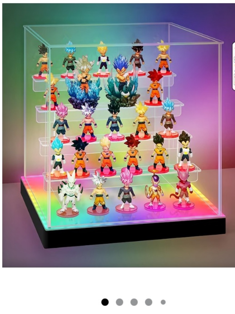 Acrylic Display Case with RGBW LED Light, 5 Tier Clear Display Box